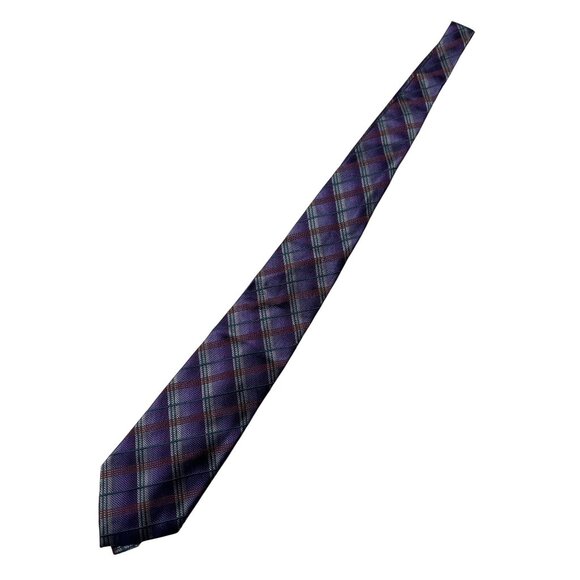 Kenneth Cole Handmade Silk Purple Silver Plaid - Picture 5 of 6